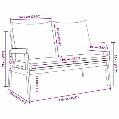Gartenbank Öl-Natur 115 x 65 x 71 cm Massivholz Akazie
