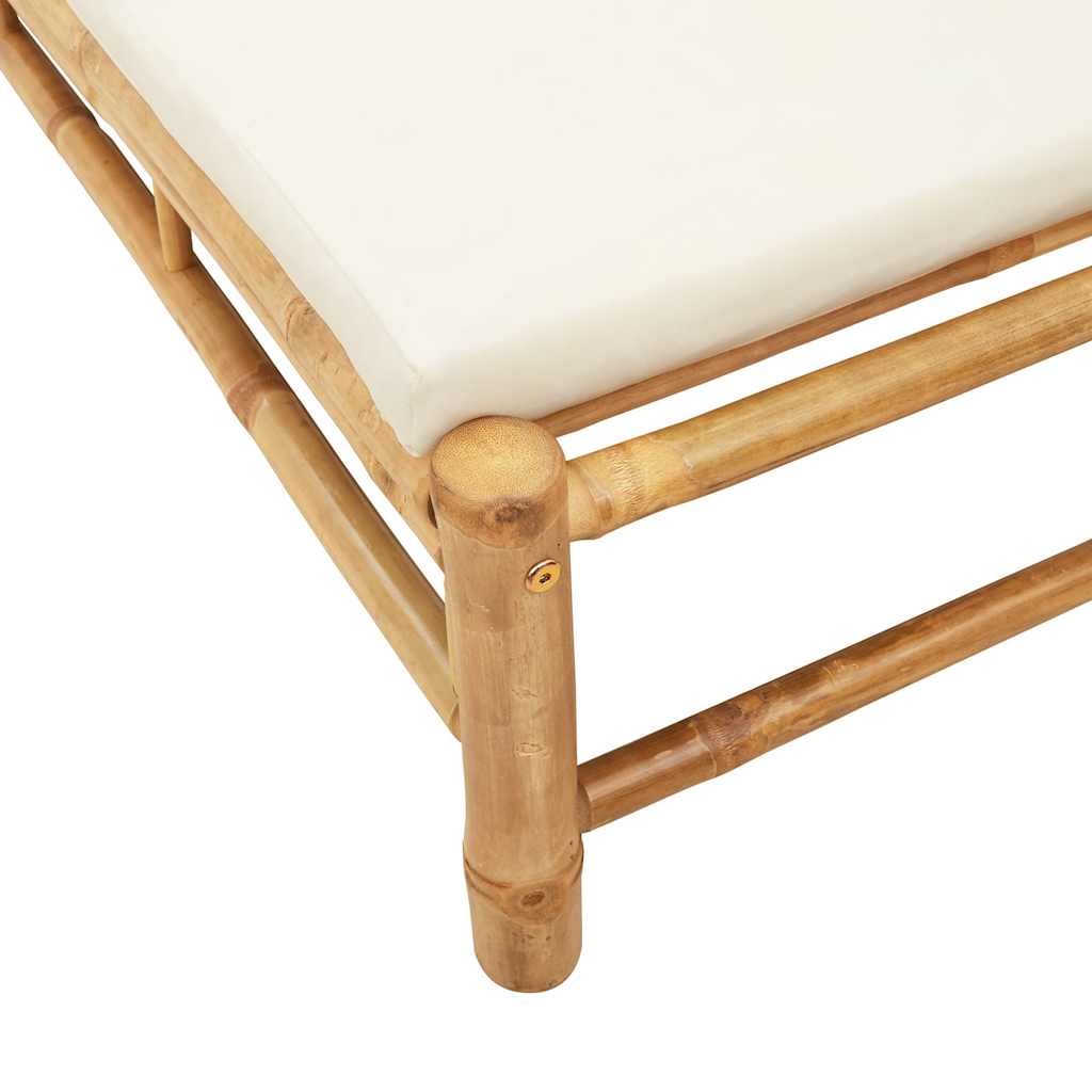 Chaise longue avec coussin 55x199x30 cm en bambou