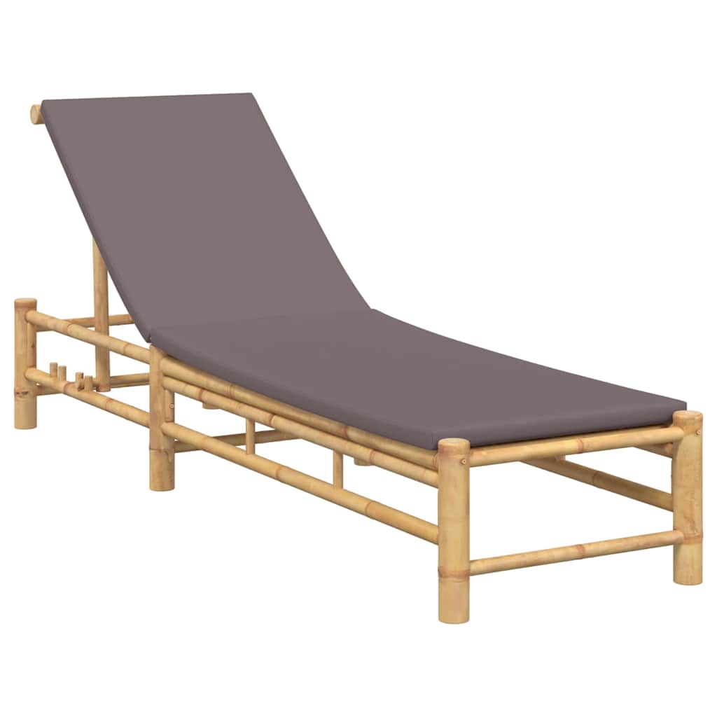 Chaise longue avec coussin 55x199x30 cm en bambou