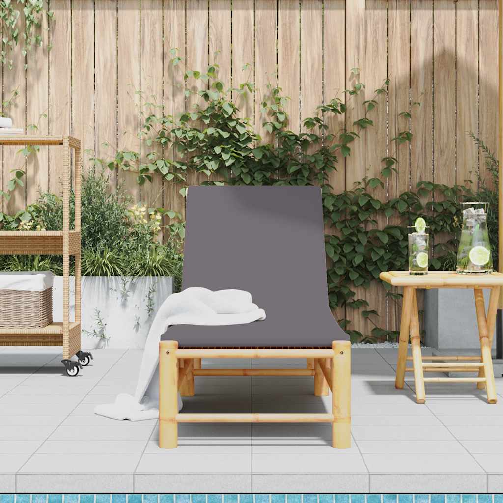 Chaise longue avec coussin 55x199x30 cm en bambou