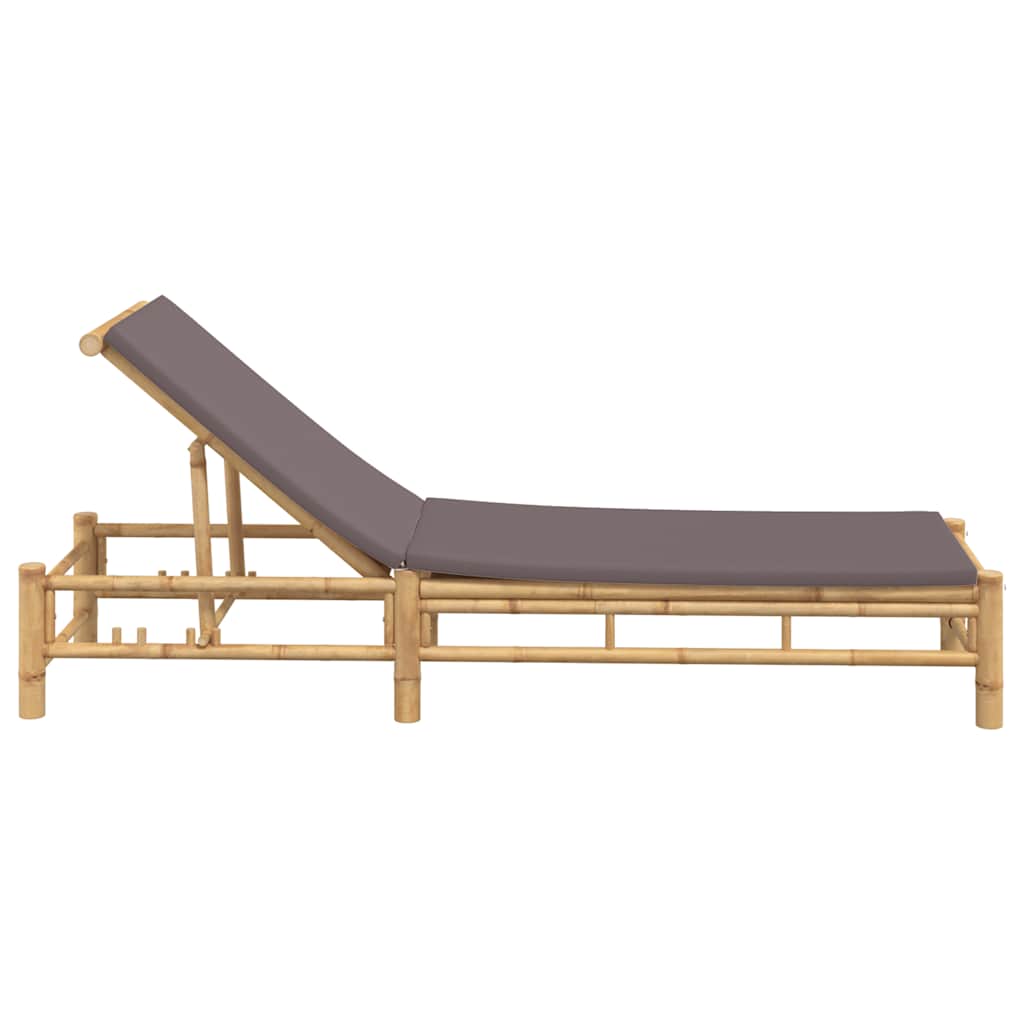 Chaise longue avec coussin 55x199x30 cm en bambou