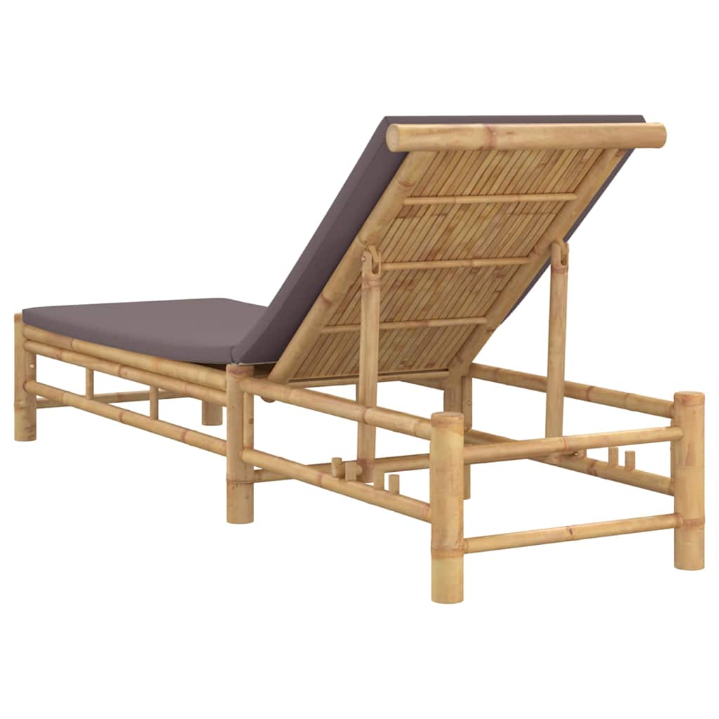 Chaise longue avec coussin 55x199x30 cm en bambou