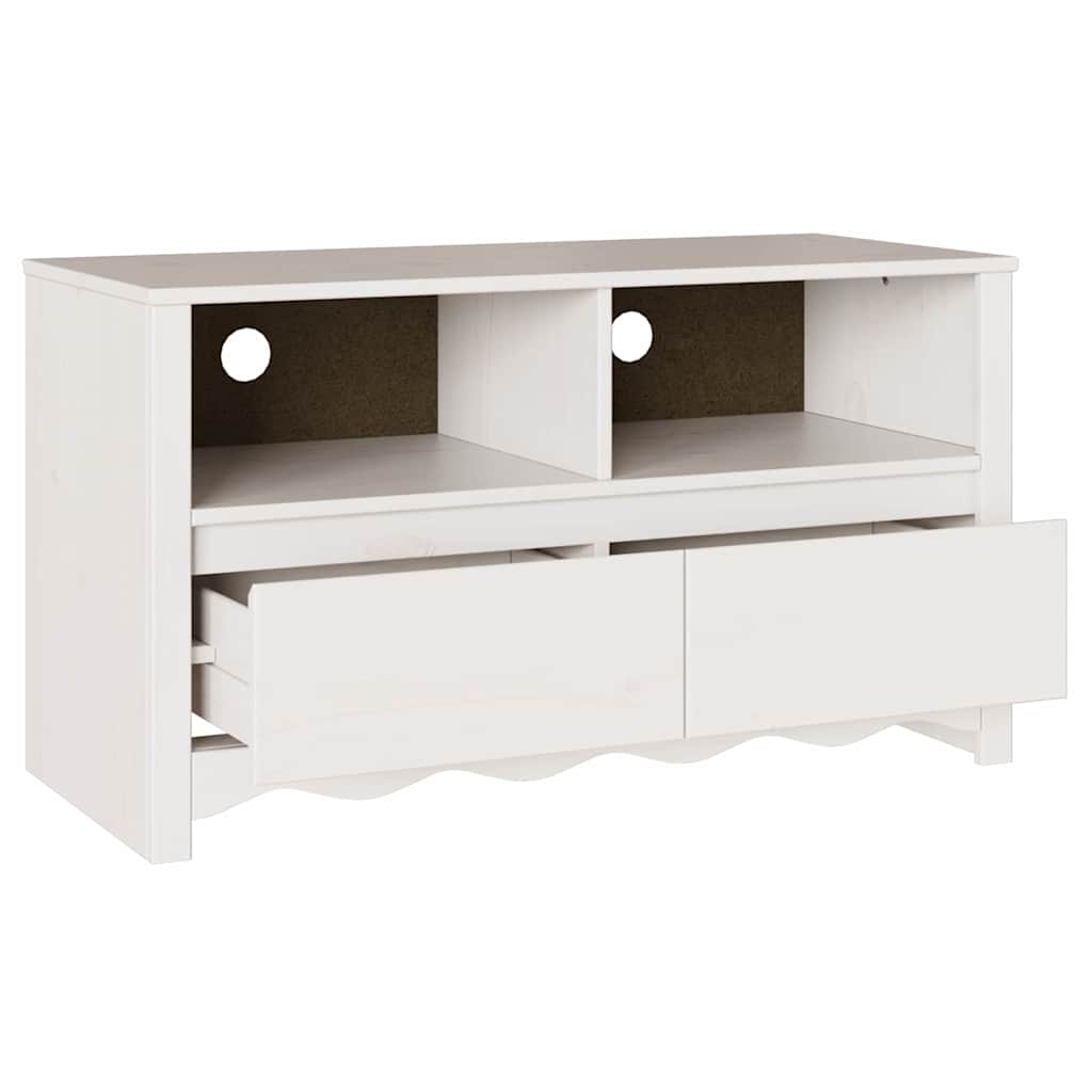 TV-Schrank Drammen Weiß 99 x 43 x 55 cm Massivholz Kiefer