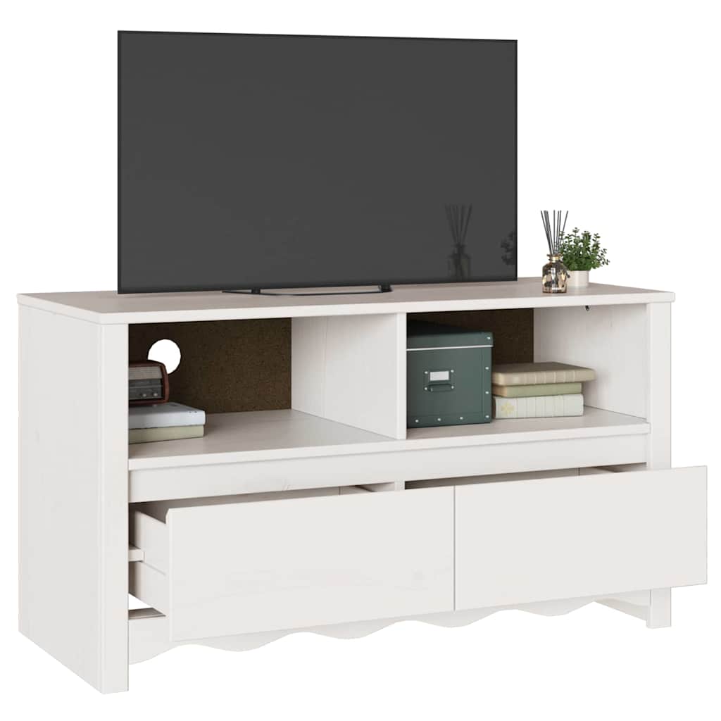 TV-Schränk Drammen Weiß 99 x 43 x 55 cm Massivholz Kiefer