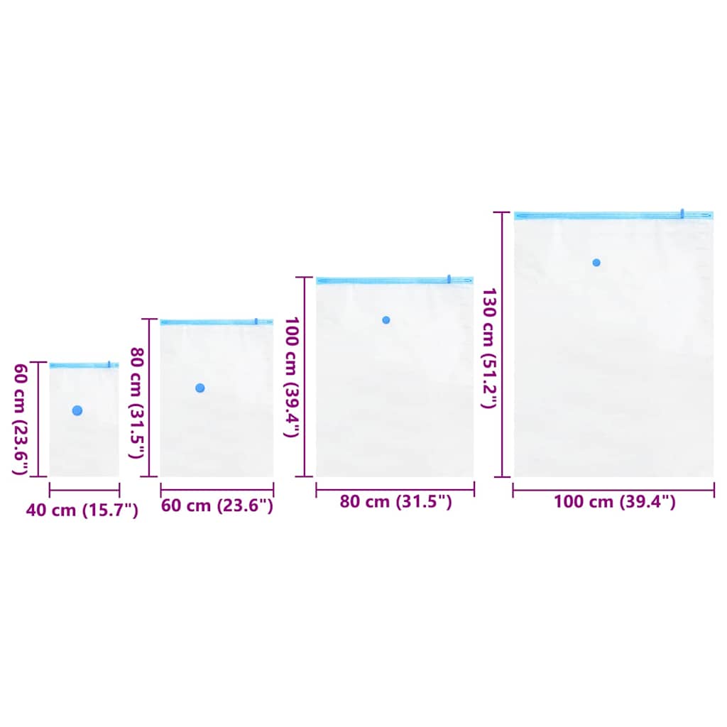 Aufbewahrungstaschen 15 stk. Transparent und Blau 130 x 100 cm