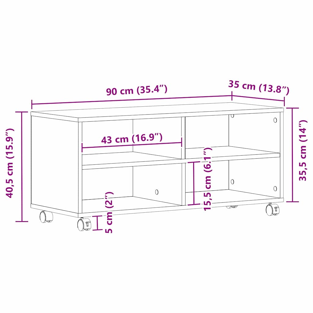 TV-Schränk 90 x 35 x 40,5 cm Braun Holzwerkstoff