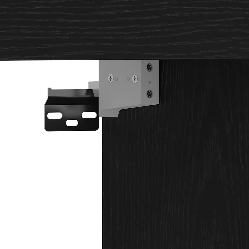 TV-Schränk Schwarz Eichen-Optik 152 x 22 x 113 cm Holzwerkstoff