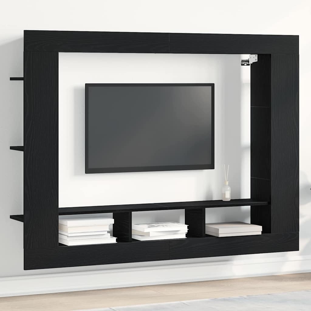 TV-Schränk 152 x 22 x 113 cm Schwarz Eichen-Optik Holzwerkstoff
