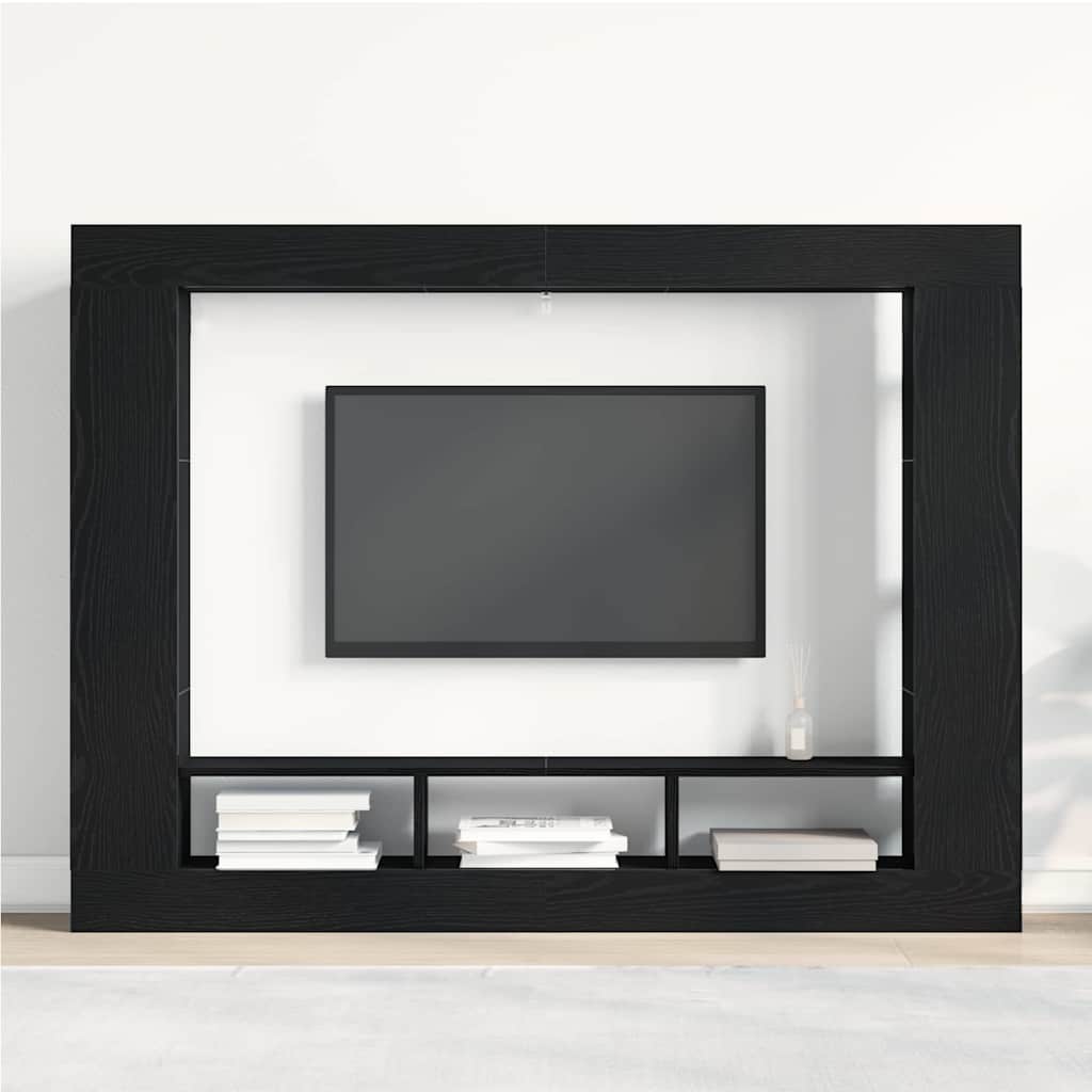 TV-Schränk 152 x 22 x 113 cm Schwarz Eichen-Optik Holzwerkstoff