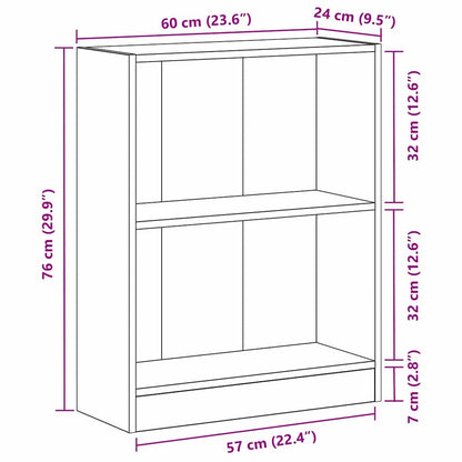 Bücherregal 60 x 24 x 76 cm Holzwerkstoff Schwarz Eichen-Optik