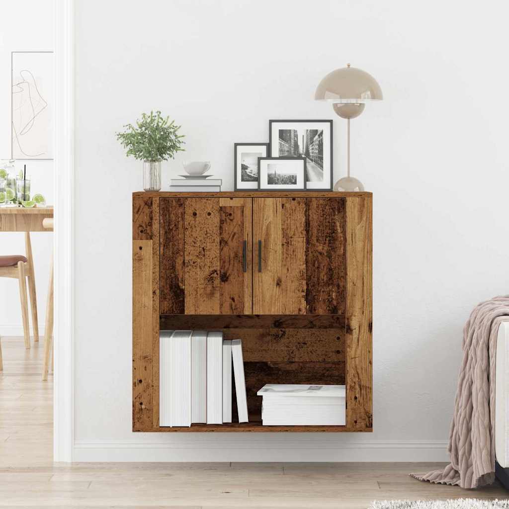 Wandschrank mit Regal Altholz 80 x 33 x 80 cm Holzwerkstoff