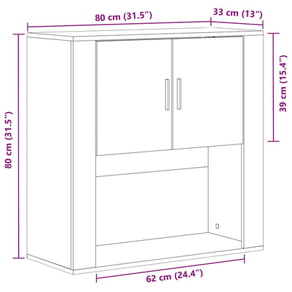 Wandschrank mit Tür Artisan-Eiche 80 x 33 x 80 cm Holzwerkstoff