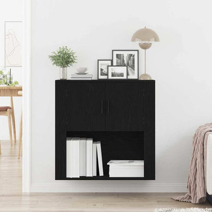 Wandschrank Schwarz Eichen-Optik 80 x 33 x 80 cm Holzwerkstoff