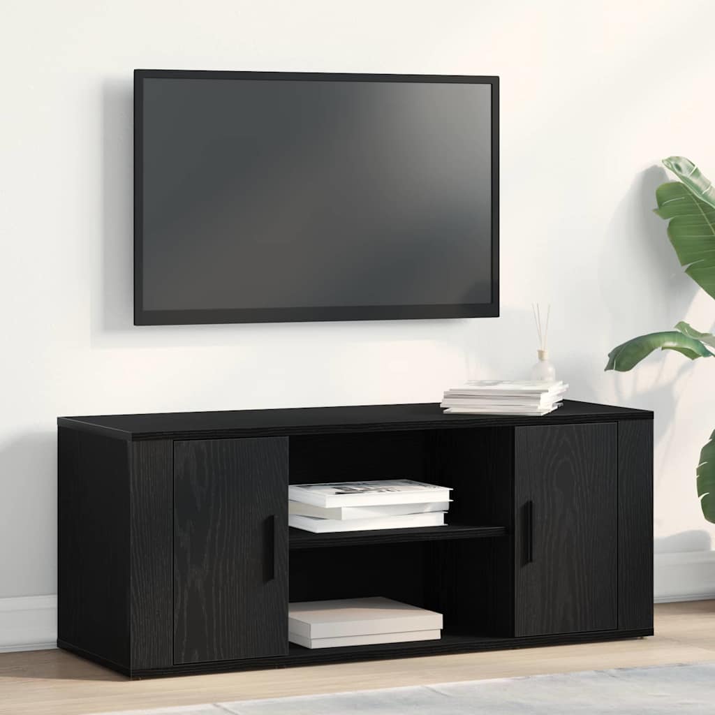 TV-Schränk 100 x 35 x 40 cm Schwarz Eichen-Optik Holzwerkstoff