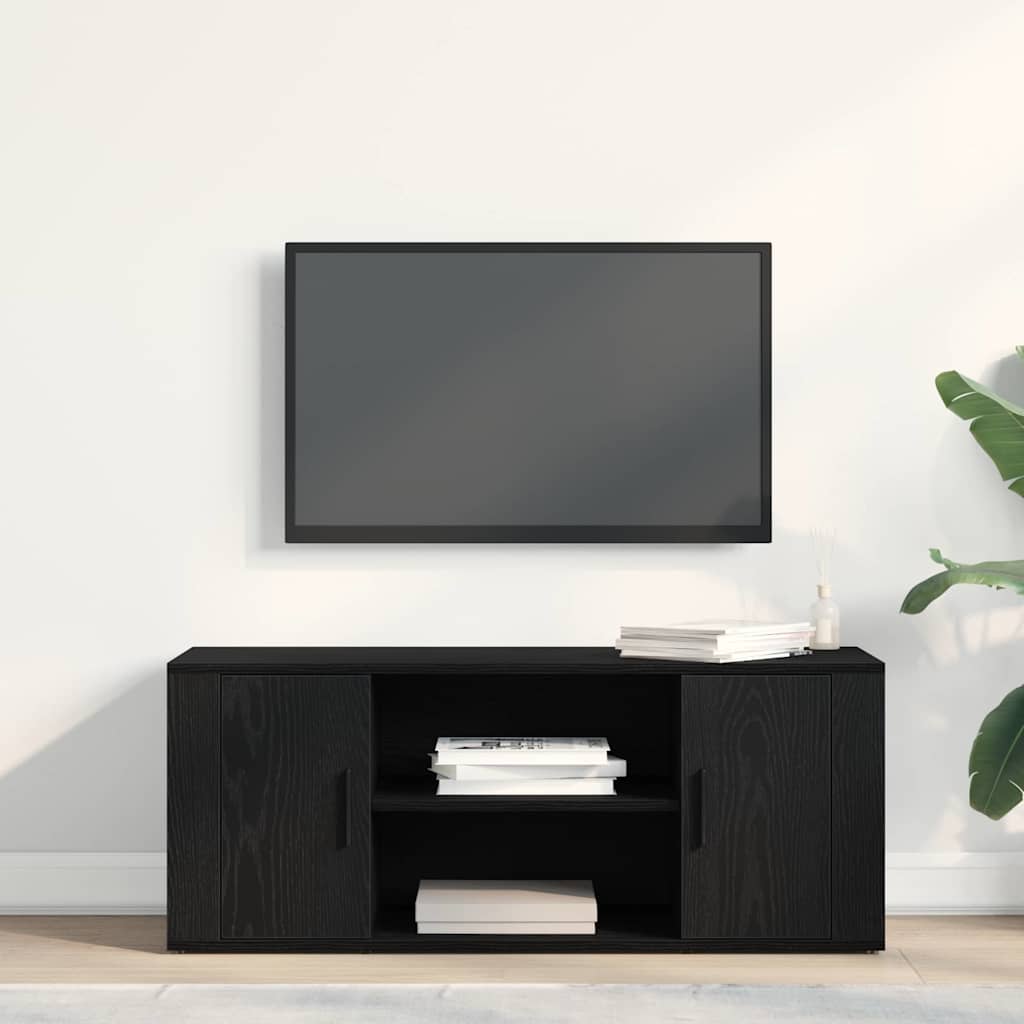 TV-Schränk 100 x 35 x 40 cm Schwarz Eichen-Optik Holzwerkstoff