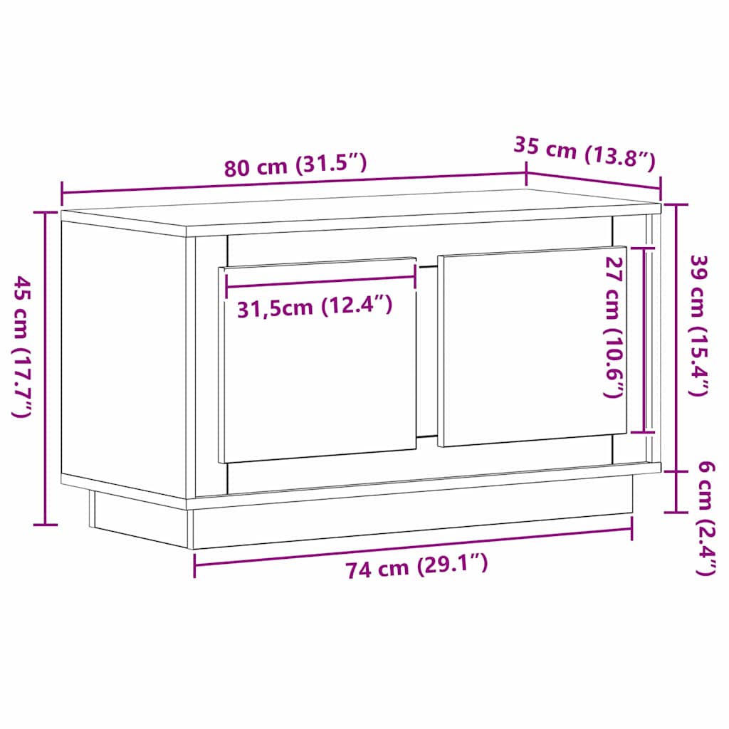 TV-Schränk 80 x 35 x 45 cm Artisan-Eiche Holzwerkstoff
