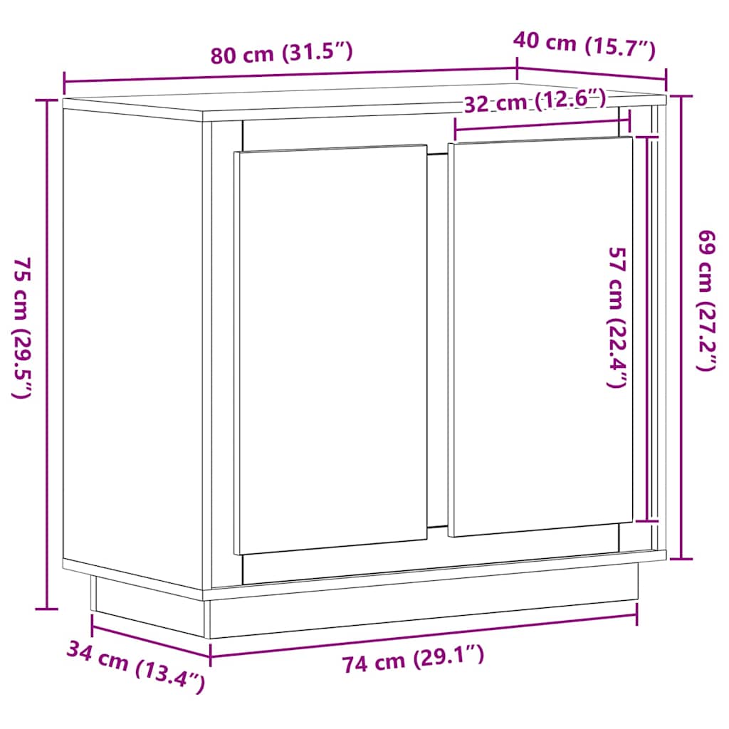Sideboard Artisan-Eiche 80 x 40 x 75 cm Holzwerkstoff
