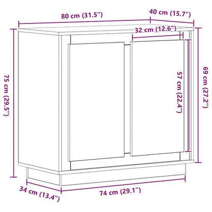 Sideboard Schwarz Eichen-Optik 80 x 40 x 75 cm Holzwerkstoff
