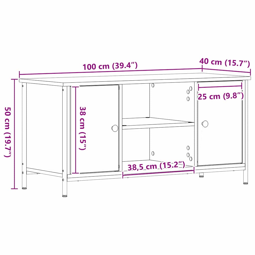 TV-Schränk 100 x 40 x 50 cm Schwarz Eichen-Optik Holzwerkstoff