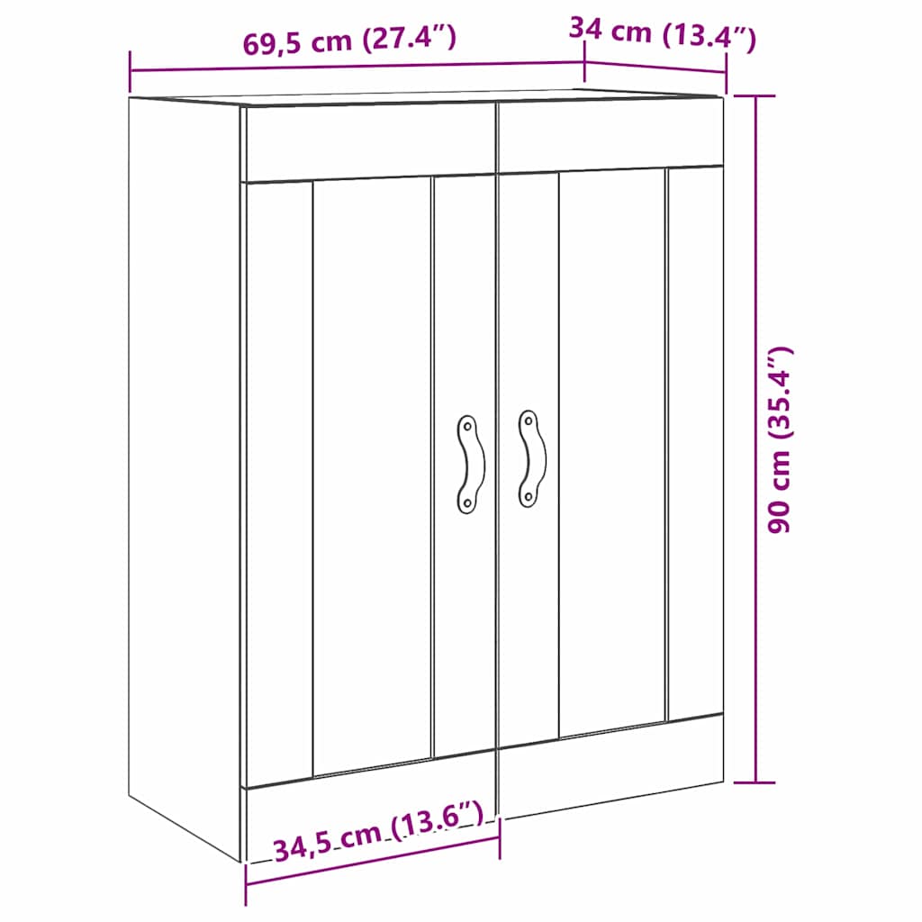 Wandschrank Altholz 69,5 x 34 x 90 cm Holzwerkstoff