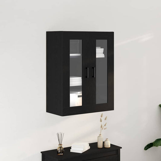 Wandmontierter Schrank Schwarz Eichen-Optik 69.5 x 34 x 90 cm