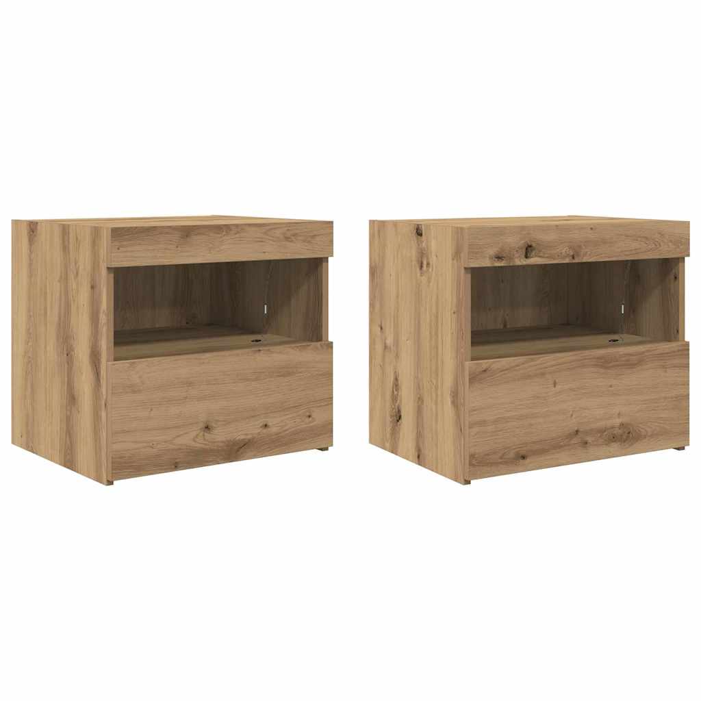 Nachttisch 2 Stk. Artisan-Eiche 50 x 40 x 45 cm Holzwerkstoff