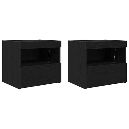 Nachttisch 2 Stk. Schwarz Eichen-Optik 50 x 40 x 45 cm