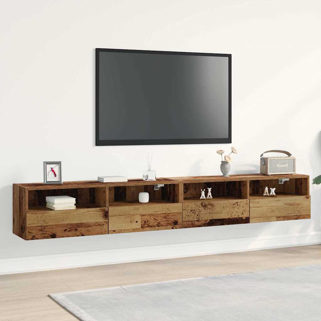 TV-Wandschrank 2 stk. Altholz Holzwerkstoff