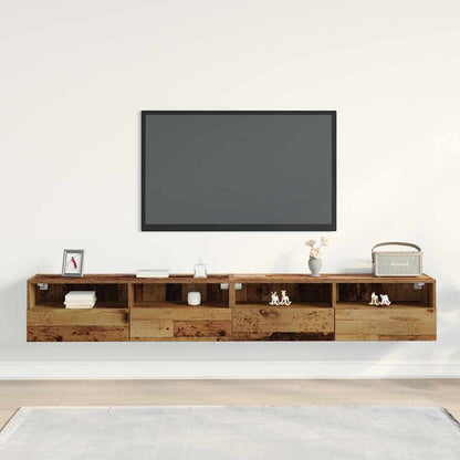 TV-Wandschrank 2 stk. Altholz Holzwerkstoff