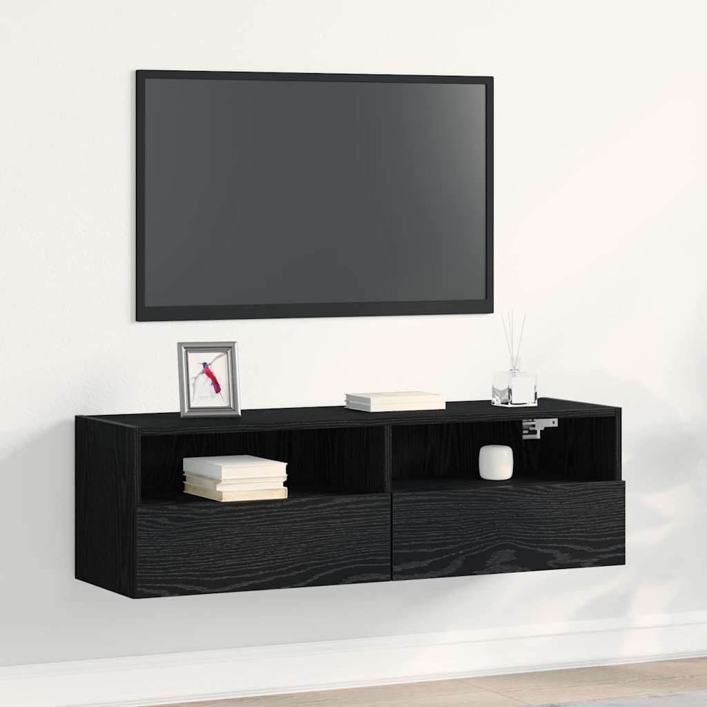 TV-Wandschrank 100 x 30 x 30 cm Schwarz Eichen-Optik