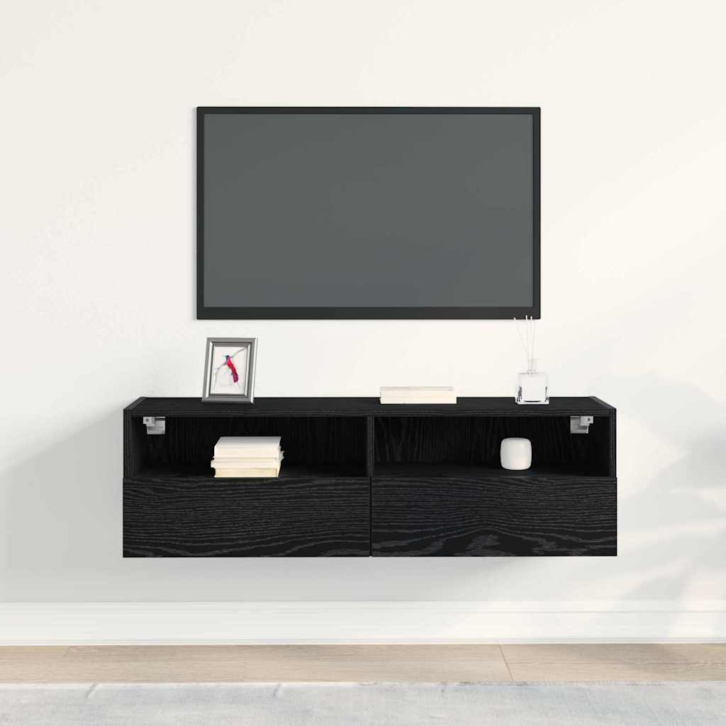 TV-Wandschrank 100 x 30 x 30 cm Schwarz Eichen-Optik