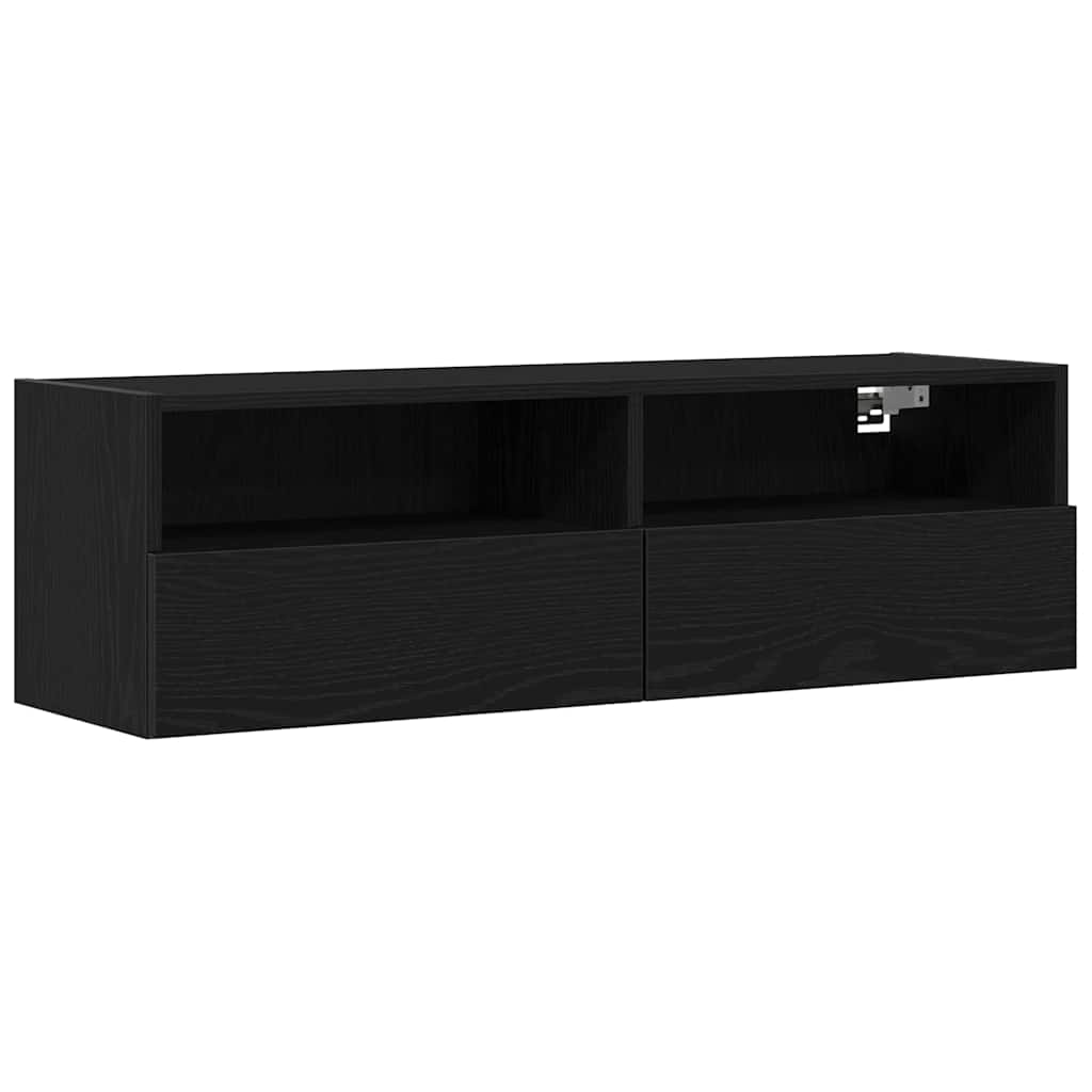 TV-Wandschrank 100 x 30 x 30 cm Schwarz Eichen-Optik