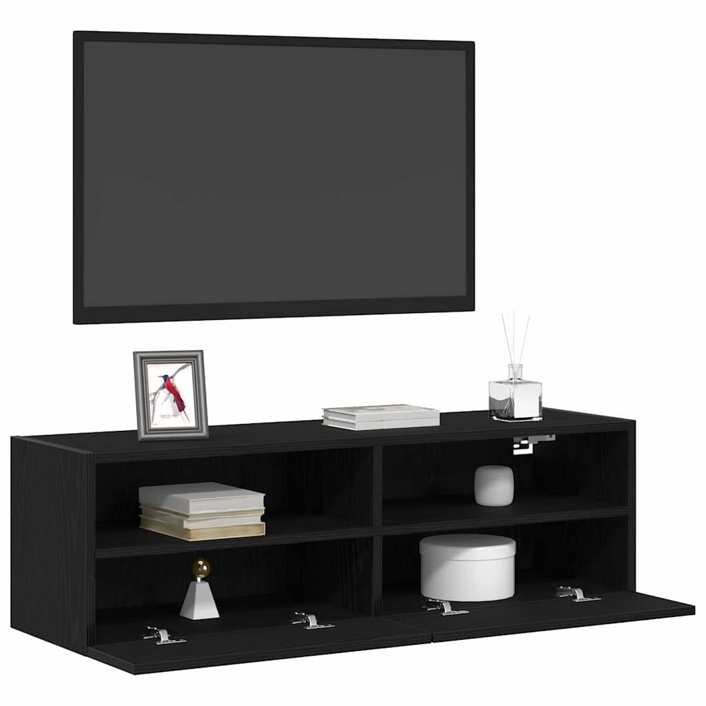 TV-Wandschrank 100 x 30 x 30 cm Schwarz Eichen-Optik