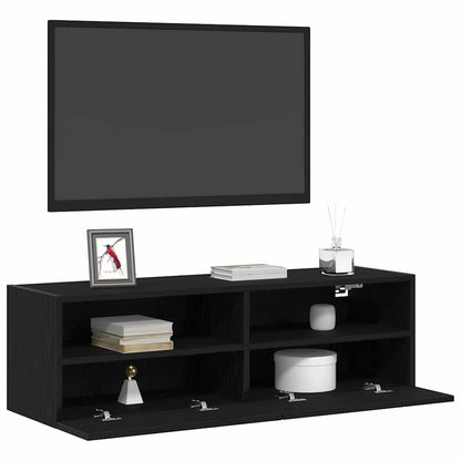 TV-Wandschrank 100 x 30 x 30 cm Schwarz Eichen-Optik