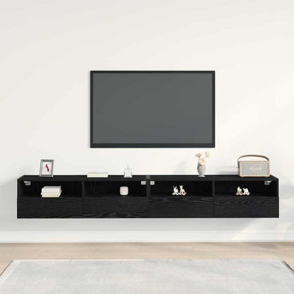TV-Wandschrank 2 stk. Schwarz Eichen-Optik Holzwerkstoff