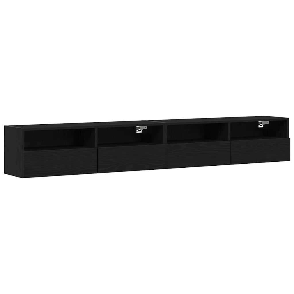TV-Wandschrank 2 stk. Schwarz Eichen-Optik Holzwerkstoff