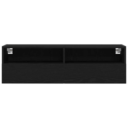 TV-Wandschrank 2 stk. Schwarz Eichen-Optik Holzwerkstoff