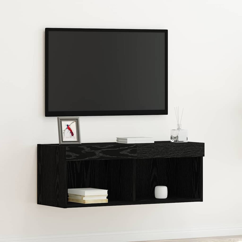 TV-Schrankset 80 x 30 x 30 cm Schwarz Eichen-Optik