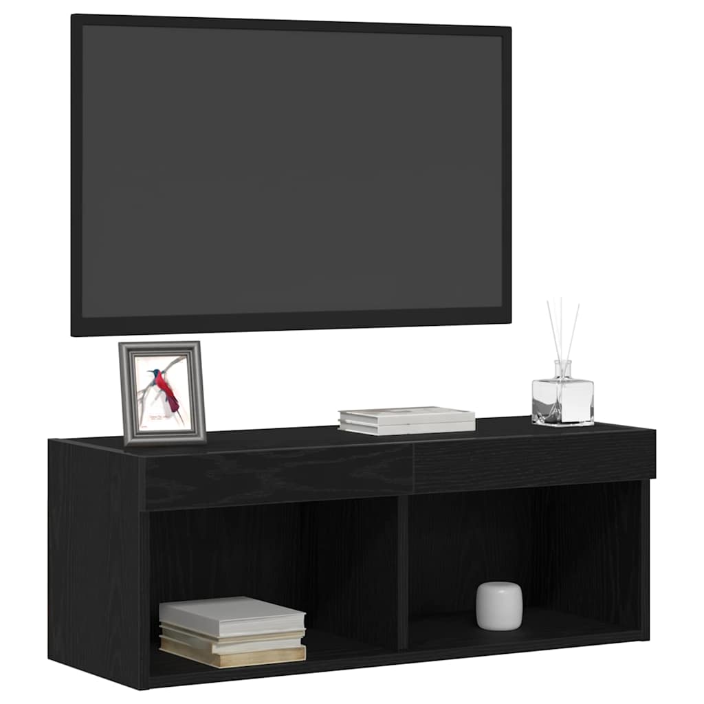 TV-Schrankset 80 x 30 x 30 cm Schwarz Eichen-Optik