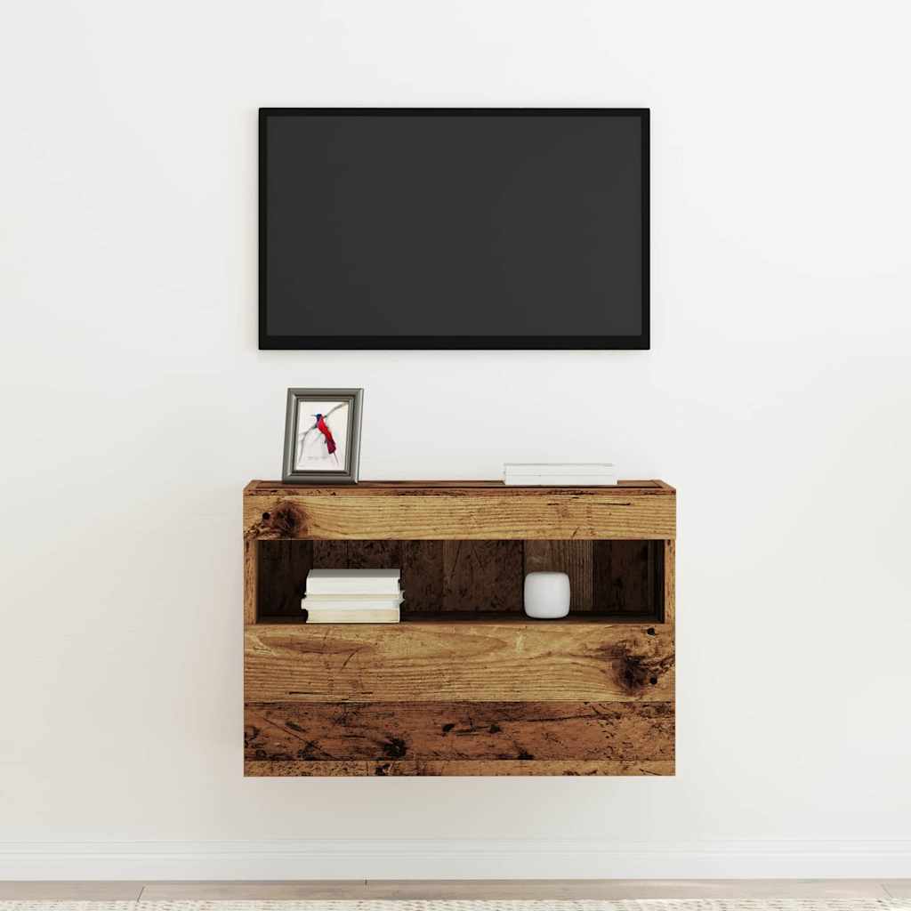 TV-Wandschrank mit LED-Leuchten Alte Holz 60x30x40 cm