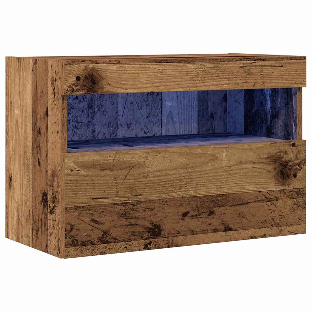 TV-Wandschrank mit LED-Leuchten Alte Holz 60x30x40 cm