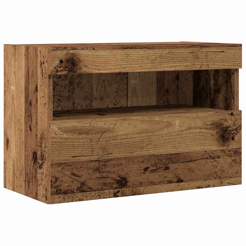 TV-Wandschrank mit LED-Leuchten Alte Holz 60x30x40 cm