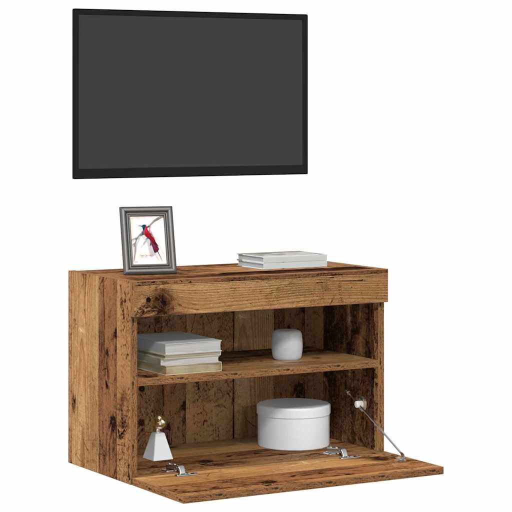 TV-Wandschrank mit LED-Leuchten Alte Holz 60x30x40 cm
