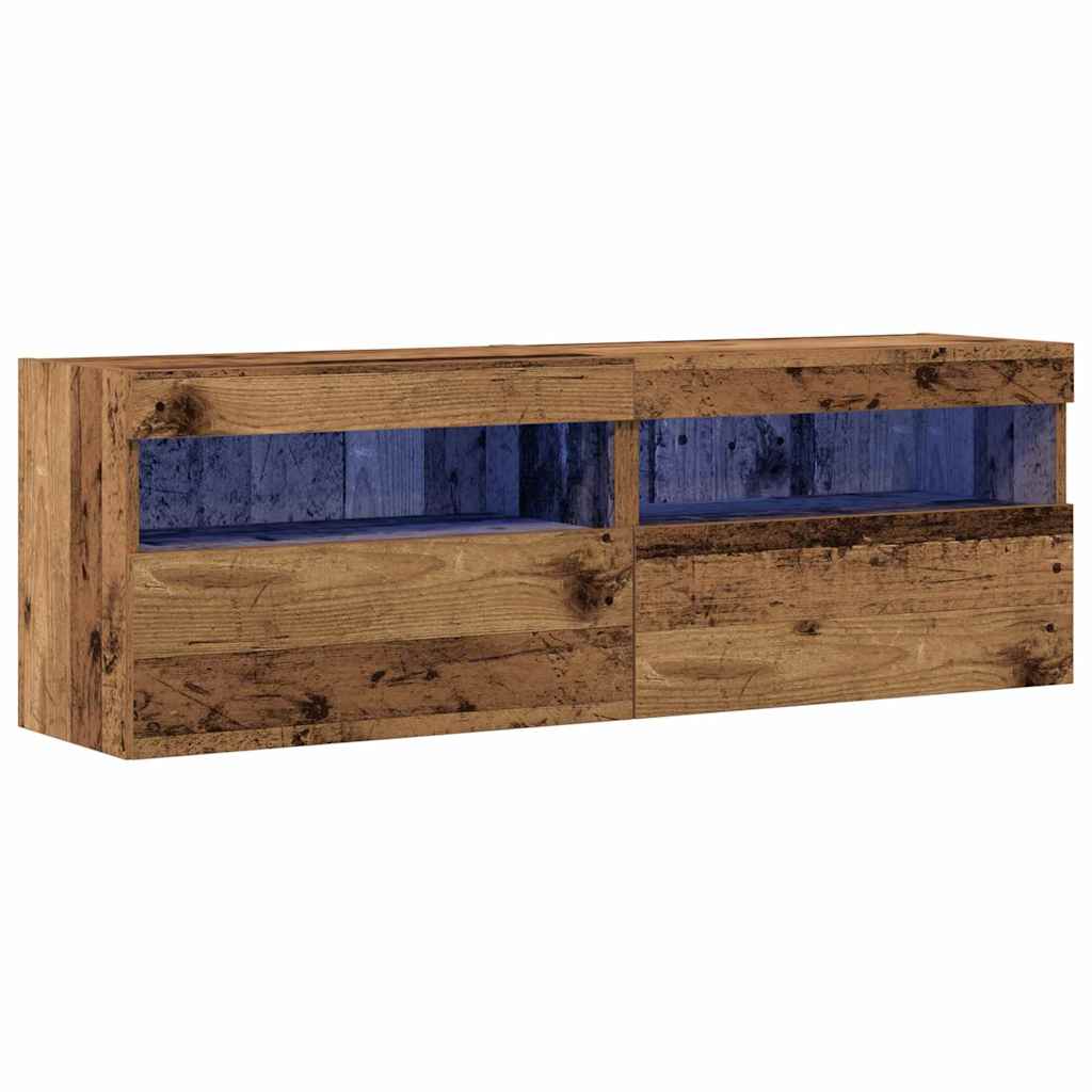 TV-Wandschrank 2 stk. Altholz Holzwerkstoff