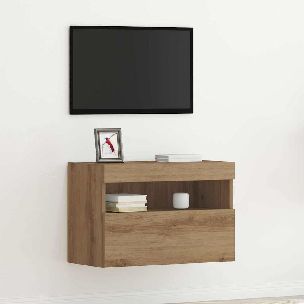 TV-Wandregal Eiche handwerklich 60 x 30 x 40 cm Holzwerkstoff