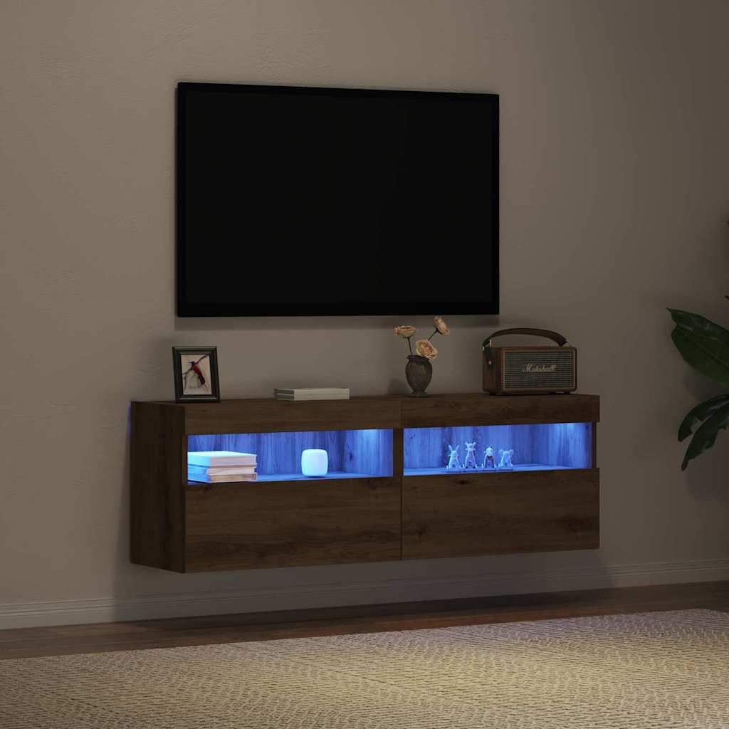 TV-Wandregal Eiche handwerklich 60 x 30 x 40 cm Holzwerkstoff