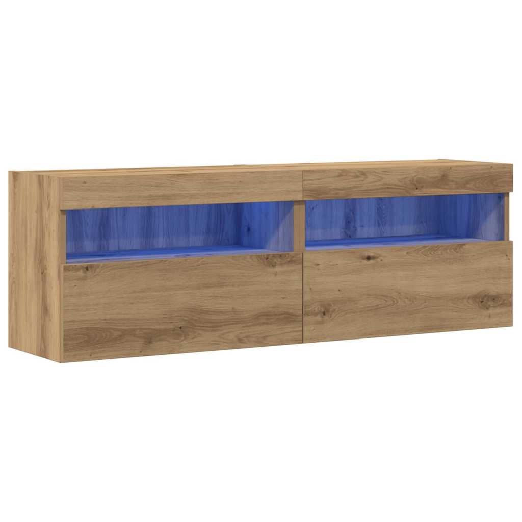 TV-Wandregal Eiche handwerklich 60 x 30 x 40 cm Holzwerkstoff
