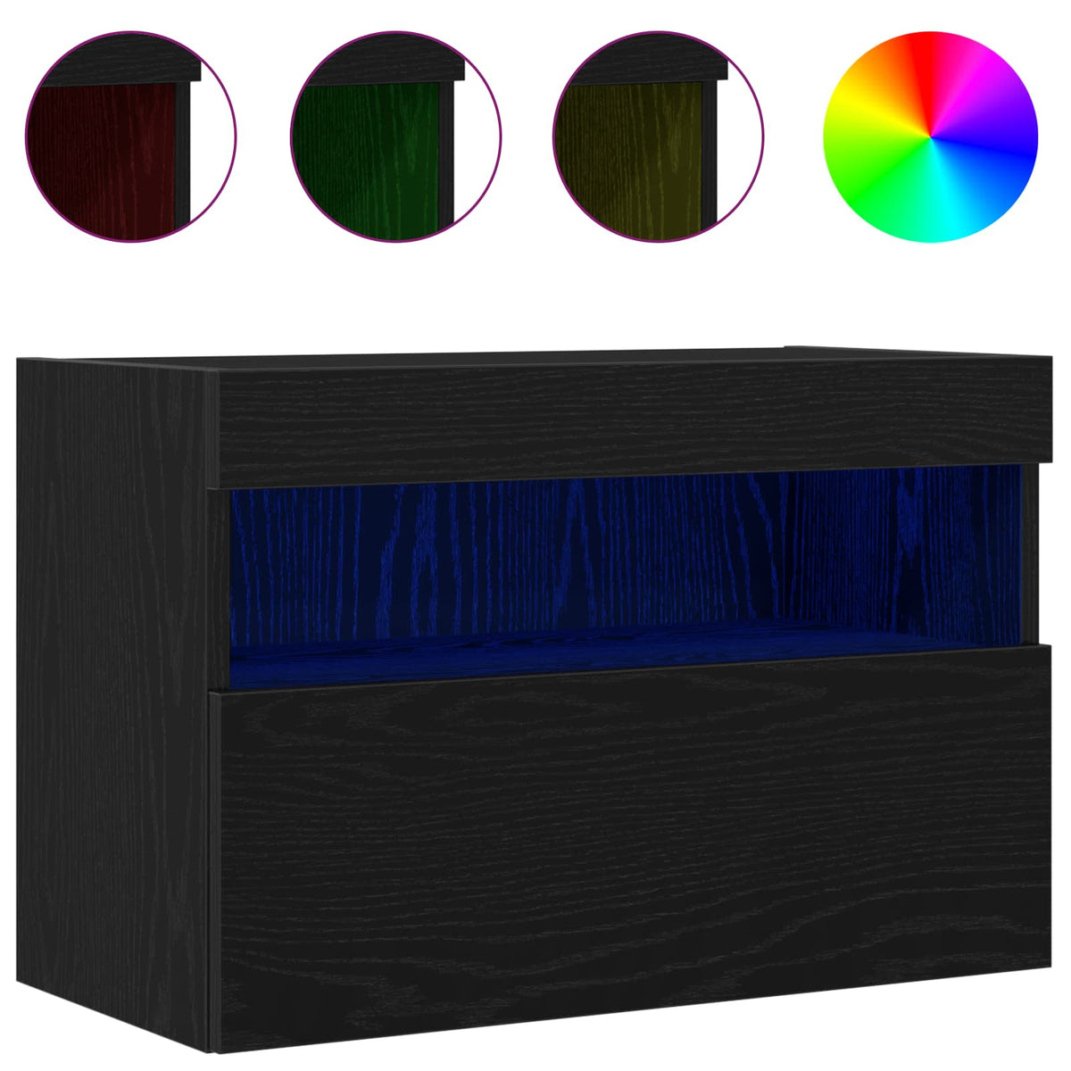 TV-Wandschrank 60 x 30 x 40 cm Schwarz Eichen-Optik