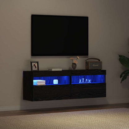 TV-Wandschrank 2 stk. Schwarz Eichen-Optik Holzwerkstoff