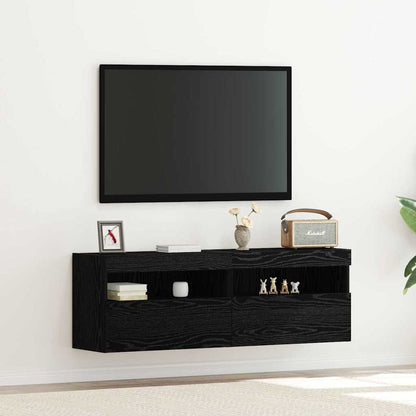 TV-Wandschrank 2 stk. Schwarz Eichen-Optik Holzwerkstoff